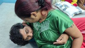 Couple Hot Nighty Romance with Boobs Press in Bedroom