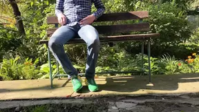 My mother in law's legs spread wide on the street