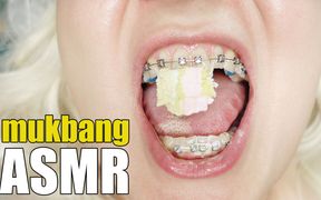 ASMR in braces mukbang video
