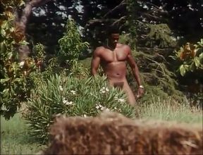 Hairy pussy threesome fucking in the garden