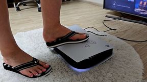 Trampling PS5 Keeps Overheating From My Bare Feet and Striped Sandals