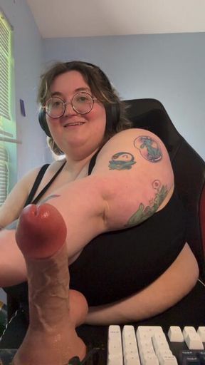 BBW Smokes and Sucks on Dildo
