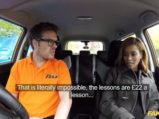 KIKI MINAJ The Brirtish Black Pornstar and her first Driving Lesson - Fake Driving School