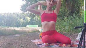 Horny Masturbate and Cum by the Wood