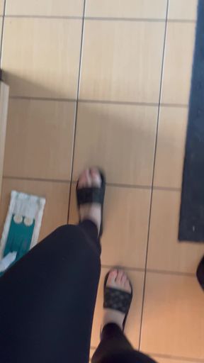 Feet in Flip-flops and Walking in Flip-flops