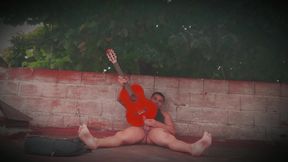 Big Muscular Man - GuitarJob - In the Air Rubbing Yamaha C80 Orange Guitar By The Penis - Sexy Number 1