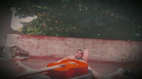 Big Muscular Man - GuitarJob - In the Air Rubbing Yamaha C80 Orange Guitar By The Penis - Sexy Number 1