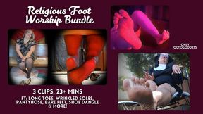 Religious Foot Worship Bundle: 3 Femdom Feet POV Videos ft OctoGoddess, Nun, Church Lady, Pantyhose Domination, Split Screen, Goddess Worship 1080