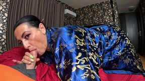 slutty geisha fantasy – deep throat, satin tease and cum play