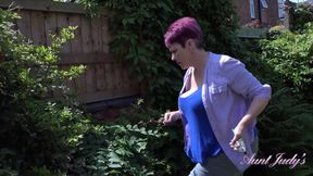 Auntjudys - Gardening with Busty Mature Housewife Layla Bird &amp; Her Big Natural Tits