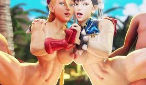 Cammy and Chun Li sex on beach