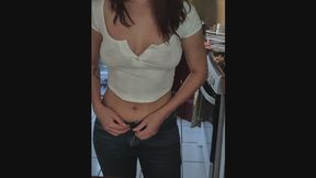 Submissive GF Tease in Thin Top . See Through & Car