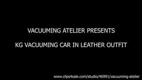 KG VACUUMING CAR IN LEATHER OUTFIT hd