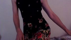 Cute summer dress crossdresser having a good time