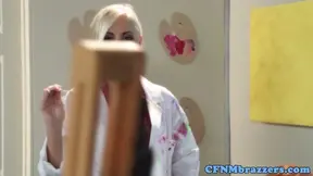 Dom CFNM teacher fucked rough in threesome