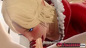 Car Toon In Christmas Elf Making Hottes Blowjob For Big Dick On A Bed 3d Animation Porn
