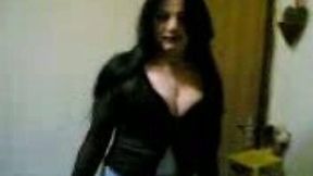 My plump BBW goth shemale friend shows off fake breast and big ass