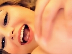 Close up video of a cute amateur cam girl masturbating