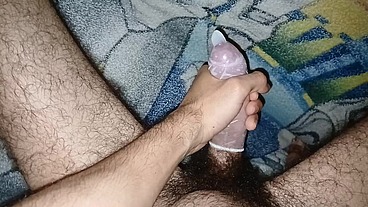 Jerking Off with a Condom and Cumming Inside It