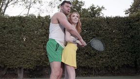 Tennis coach fucks redhead teen student