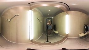 Translucent temptresses tantalize in 360 VR try-on haul, as Alice Dali strips bare at the mall.