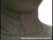 Jennifer completly wrapped in nylon