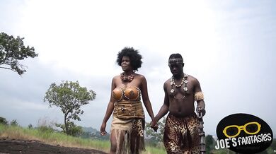 Zulu tribe maid caught drenched in big cumshot jungle sex outdoors