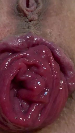 Ass Spread Close up Prolapse and Feet Show in White Nylons