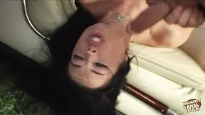 Beautiful brunette gets her big booty railed outdoors