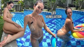 Gay Humiliation in Bikini in the Pool