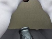 Tri view xxl knot dildo riding and prostate milking while dressed like a sissy in  tights