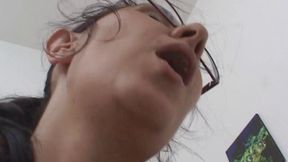 My best friend's stepsister - Hairy brunette in close up action