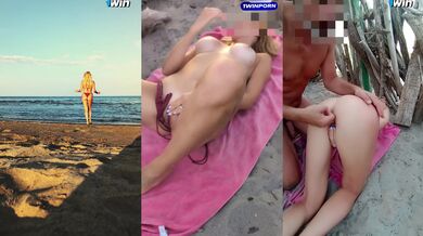 Italian MILF gets caught creampie on the beach by a voyeur