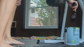 Barefoot and Doing Stuff Painting Window Trim