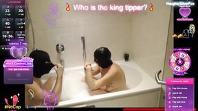Sultry live streamer teases during bath time