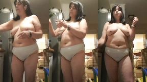 wife in kitchen in big panties