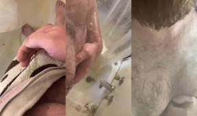 Submissive sissy cosplay golden shower soap tits ass fucked in the wash