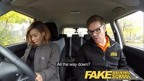 Fake Driving School young ebony enjoys creampie for free lessons