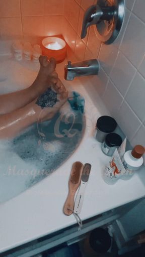 Bath time foot worship