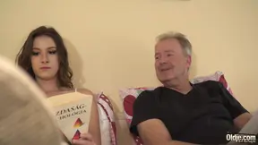 Grandpa's big cock inside teen's tiny pussy