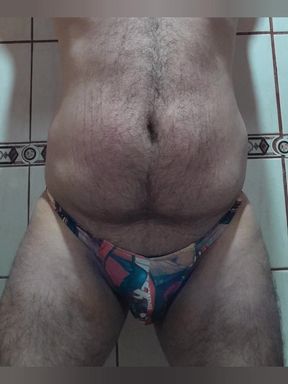 Masturbate Using Red Thing Thong