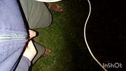 A Hippie pissing on the grass 👣☮️💦 in night Barefoot Adventure 🔥🔥
