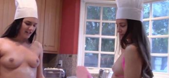Besties Leave Kitchen to Pleasure Cock