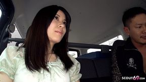 Japanese sweetheart Madoka Araki initiates passionate oral&#x1F61C; sex in parked vehicle