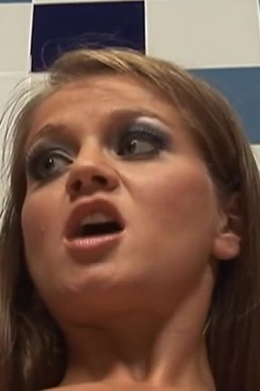 Filthy Three Scene-4 Busty Blonde MILF Rita Faltoyano Sucking Two Big Cocks in the Bathroom