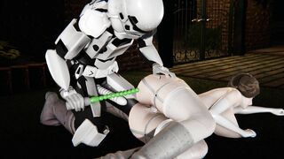 3D Cartoon Princess Leia Blows Stormtrooper's Soul out - Imperial Strap on