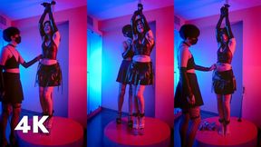 Umi: Petite girl cuffed to a pole spanked and tickled by femboy Naerol - 4K