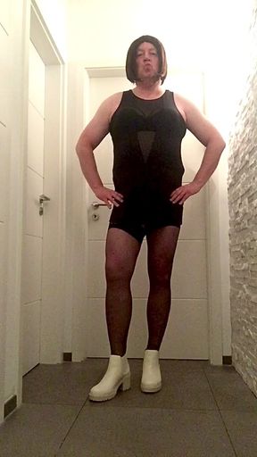 Stockings Mesh-Dress Pantyhose Boots - Nicki-Crossdress