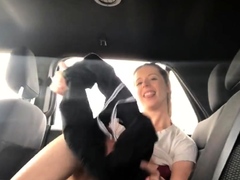 Naughty Solo Female Masturbates in Uber Backseat