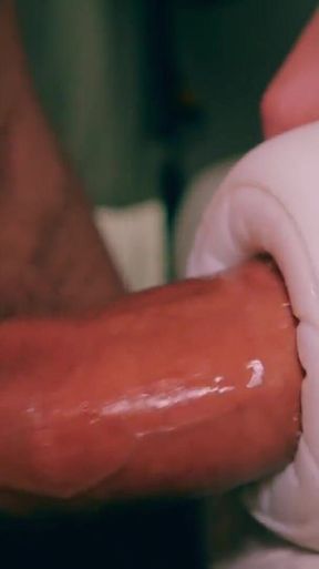 Closeup Asmr Beautiful Big Uncut Cock Fucking Fleshlight and Shooting a Big Cum Load